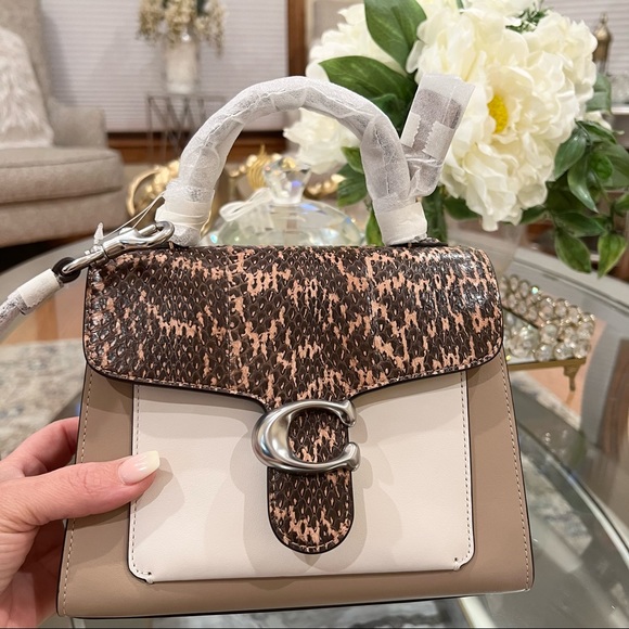 Coach Tabby 20 Top Handle In Colorblock With Snakeskin Detail Crossbody Bag 3787 - Picture 8 of 14